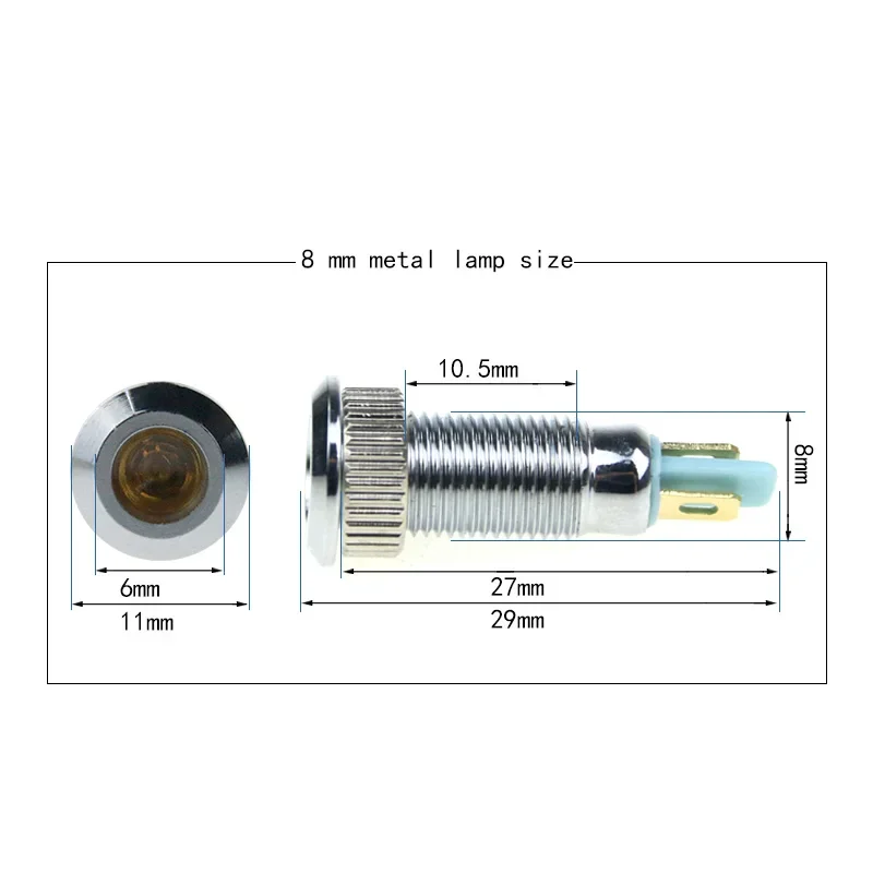 6/8/10/12/16/19/22/25/30MM Metal LED Warning Indicator Light Signal Lamp 6V 12V 24V 110V 220V