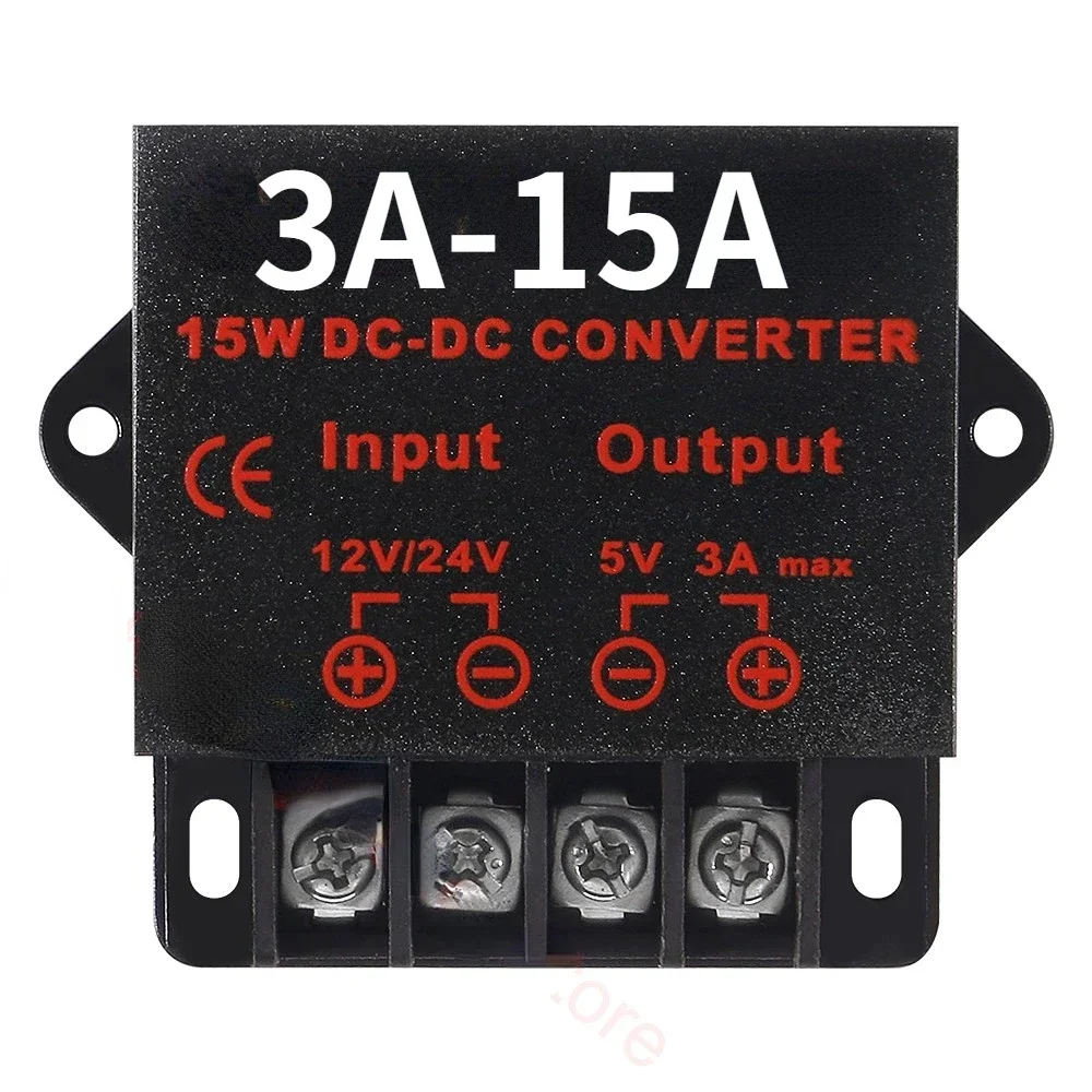 12V/24V to 5V 5A 15AMP 3A 10A 24V to 5V 12V to 5V 3A 5A 10A 15A Car Step Down Reducer DC DC Converter Regulator