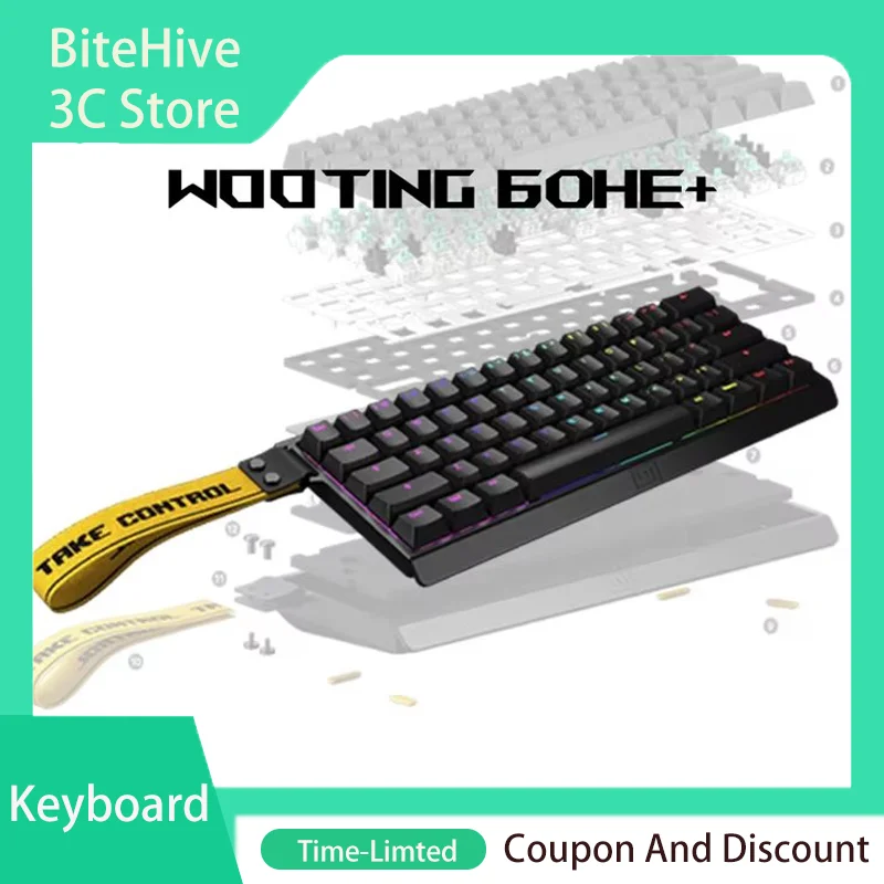 Wooting 60HE+ Hall Effect 60% Magnetic Keyboard Ultra-low Latency Quick Trigger Hot Swap RGB Backlit Machanical Customized Game