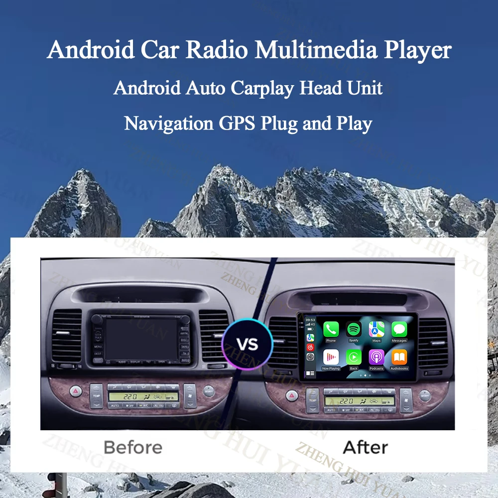 For Toyota Camry 5 XV30 2001 2002 2003 2004 2005 2006 Android 16 2K QLED CarPlay Auto Car Radio Multimedia Video Player GPS WIFI
