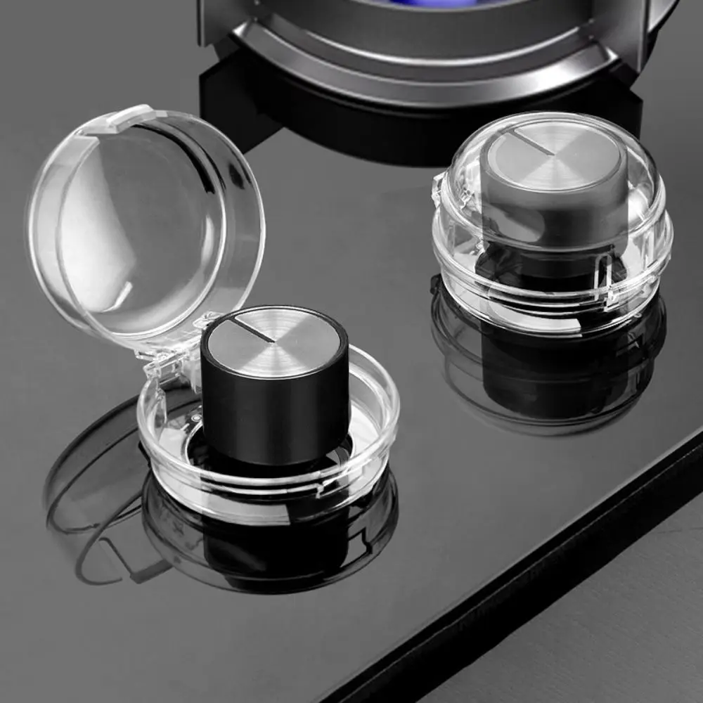 High Temperature Resistance Stove Knob Gas Cover Transparent PC Oven Guard Lock Lid Self-adhesive Gas Stove Knob Covers