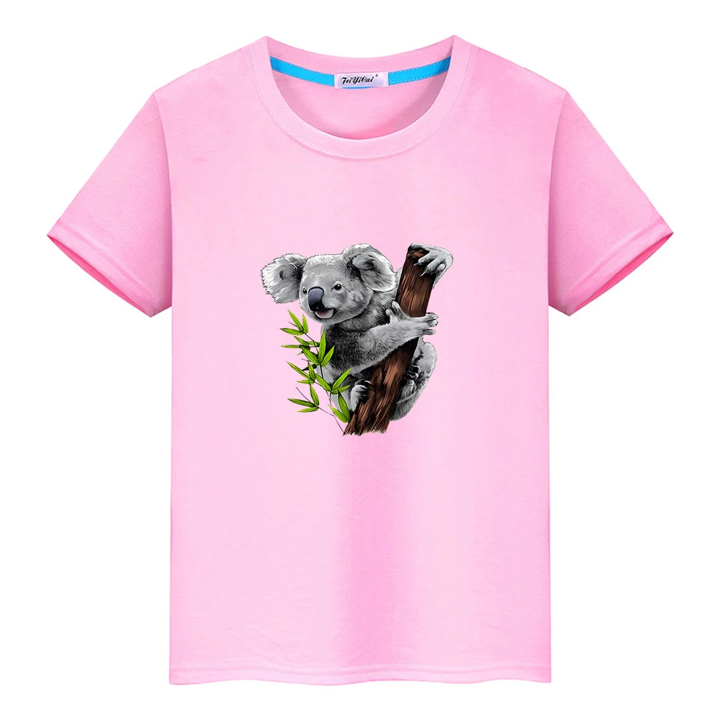 

Australia Animal Koala Cartoon T-shirt 100% Cotton Boys and Girls Cute Tee-shirt for Summer O-neck Comfortable Soft Tshirt Child