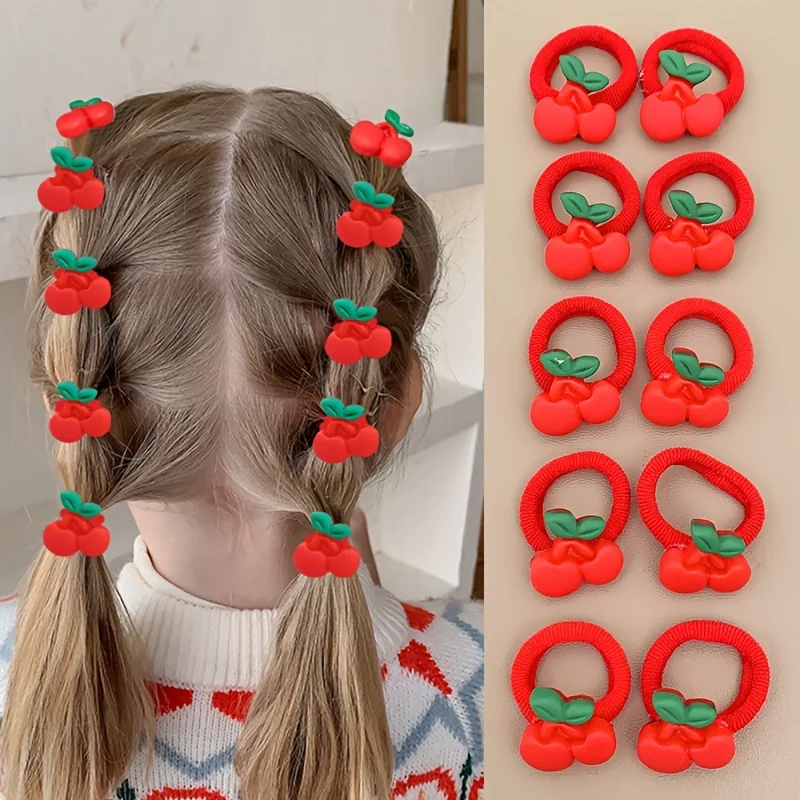 10/30 Sweet and Adorable Strawberry/cherry Fruit Hairbands, Red Holiday Towel Hair Ties, girl’s Hair Ties and Headbands - view 5