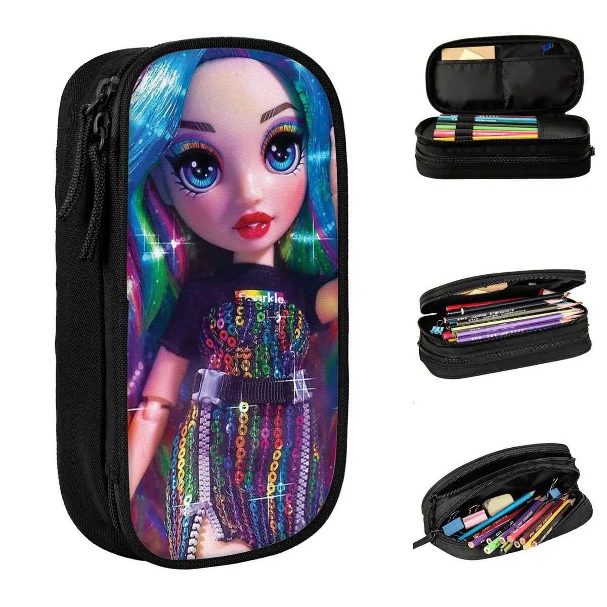 Amaya Raine Rainbow High Doll Estuches para lápices Bolsas para bolígrafos Niñas Niños Gran capacidad Útiles escolares Regalos Estuches para lápices