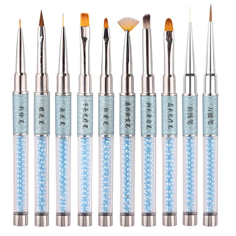 

Набор из 10 кистей для дизайна ногтей, легкие многоразовые ручки-кисти, идеально подходят для мобильного маникюра, рисования и создания узоров на ногтях