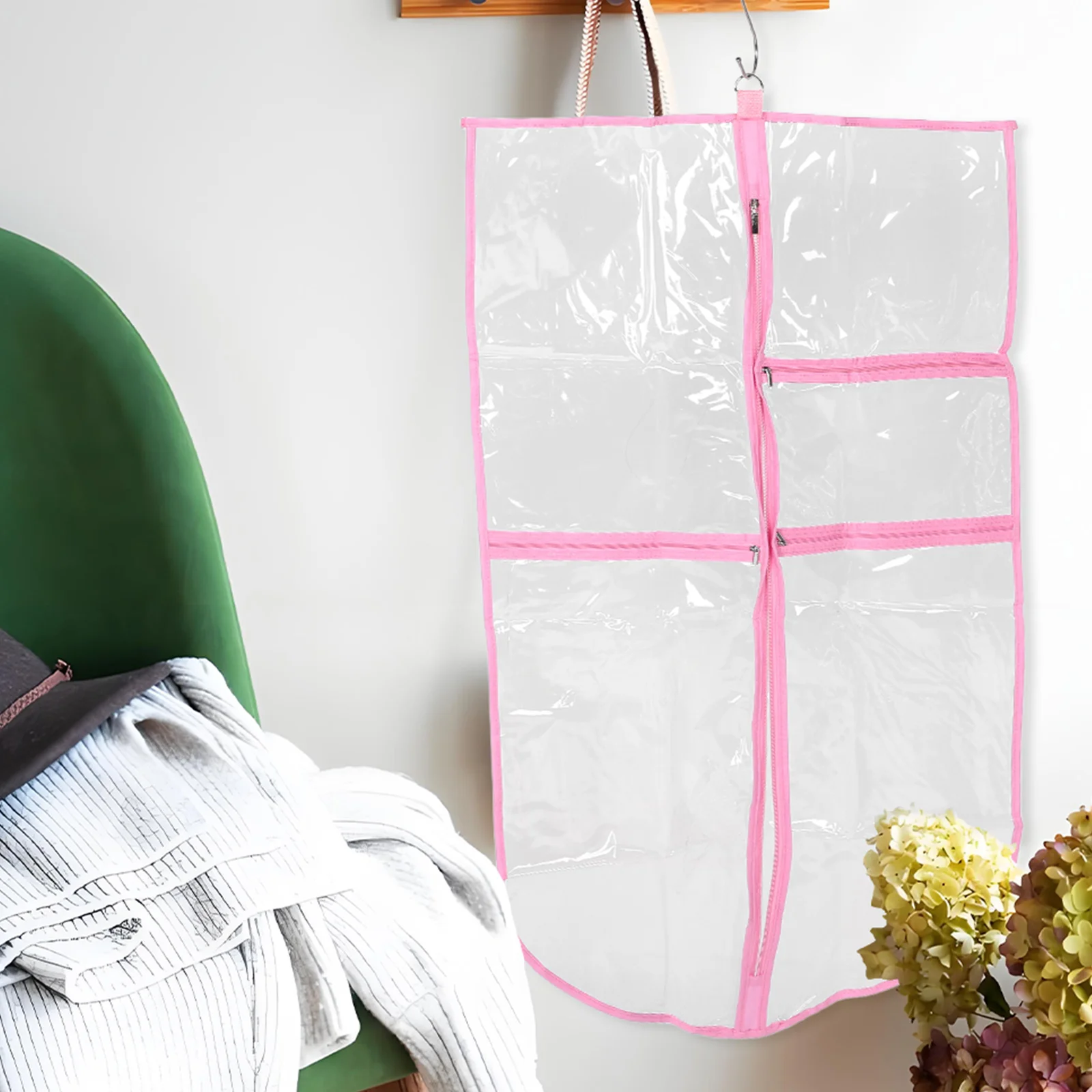 

Transparent Pvc Garment Storage Bag Hanging Clothes Organizer Multiple Pockets Waterproof Dust Cover For Dance Travel