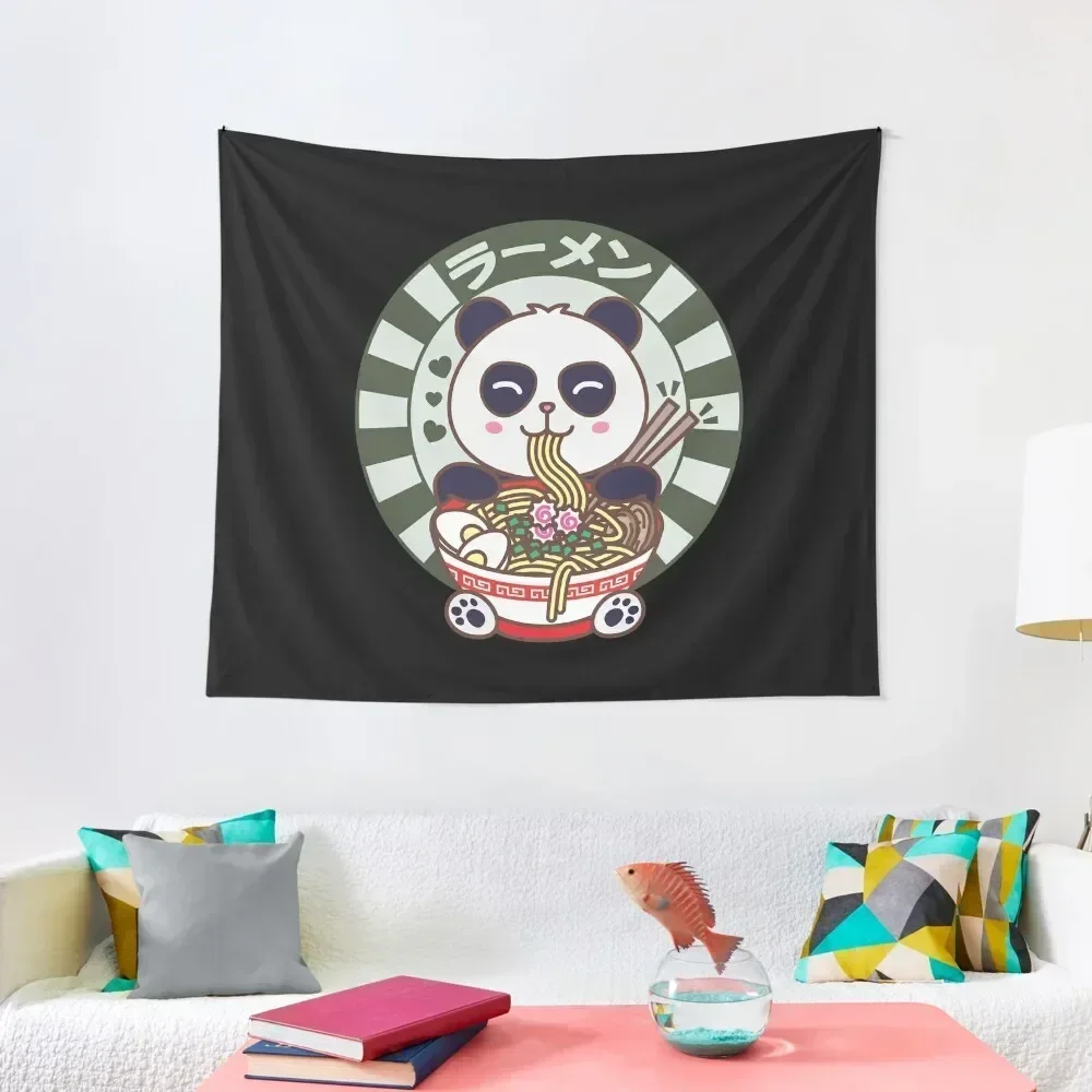 

Kawaii Panda Eating Japanese Ramen Noodles Tapestry Art Mural Bedroom Decor Tapestry