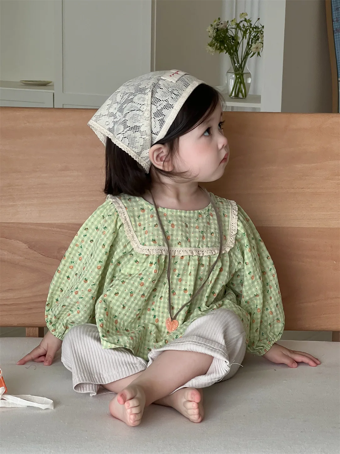

2025 Autumn New Baby Long Sleeve Shirts Cotton Girls Cute Sweet Floral Blouse Toddler Casual Plaid Tops Infant Clothes