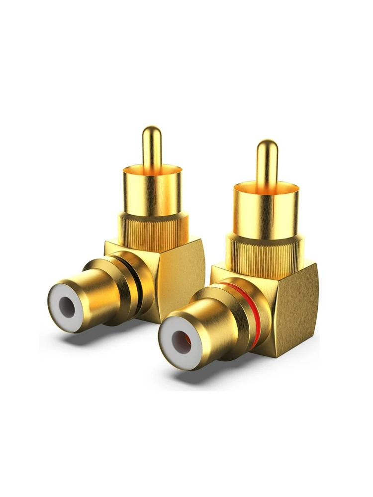 Adaptateur RCA mâle à femelle à 90 degrés, connecteur AV à Angle droit plaqué or pour haut-parleur TV, prise métallique pour Home cinéma, Anti-Corrosion