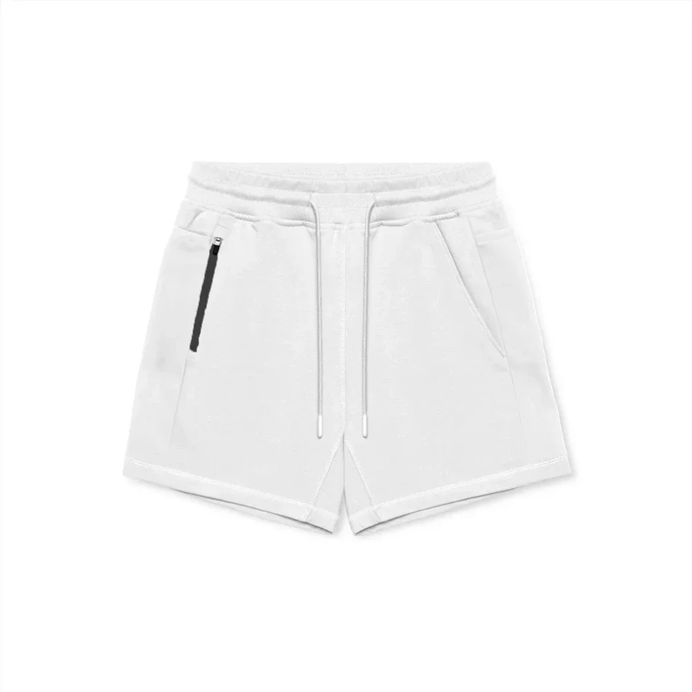 

2025 Men's Cotton Sporting Running Shorts Bodybuilding Sweatpants Fitness Short pants Zipper Pockets Jogger Gym Workout Shorts