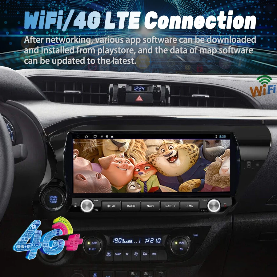 Dla Toyota Hilux 2015-2023 12,3-calowy ekran Android 14 Qled Samochodowy multimedialny automatyczny odtwarzacz wideo GPS Navi Stereo CarPlay