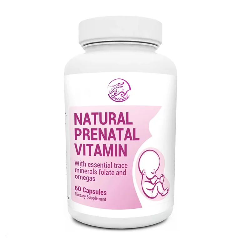 Women's natural prenatal vitamins include folic acid, vitamins, minerals, Omega, and 11 types of superfoods in 60 capsules