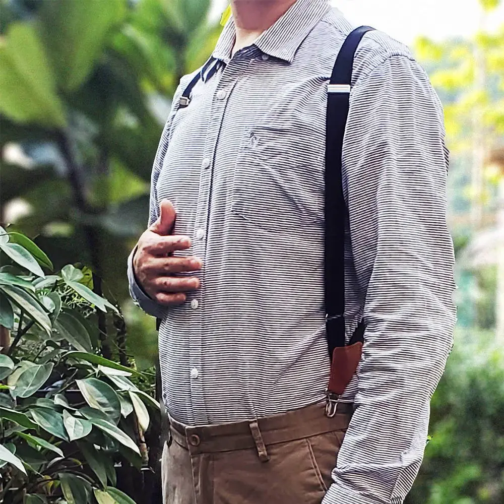 Trousers Braces Shoulder Strap Gentlemen Strap Clip Adjustable Braces Hanging Pants Clip Elastic Belt Men's Suspenders Clips