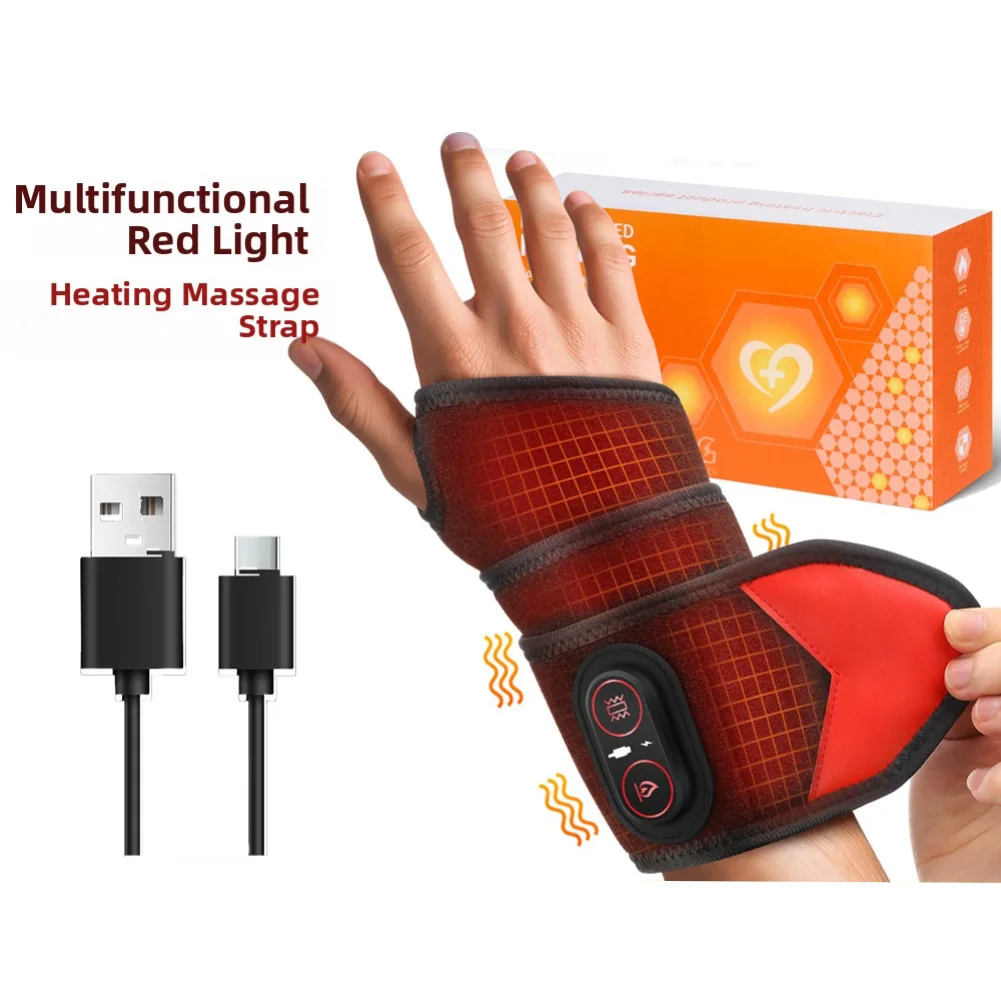 

Беспроводная грелка для запястья во время вождения, массажная подушка для запястья, регулируемая температура, массаж, восстановление после травм 18x10x5 см