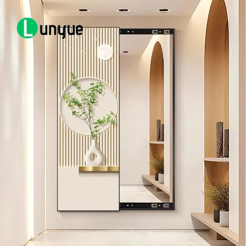 Nordic Hidden Floor Mirror Full Length Push Pull Mural Invisible Wall Art for Living Room Bedroom Entrance Decor Space Saving