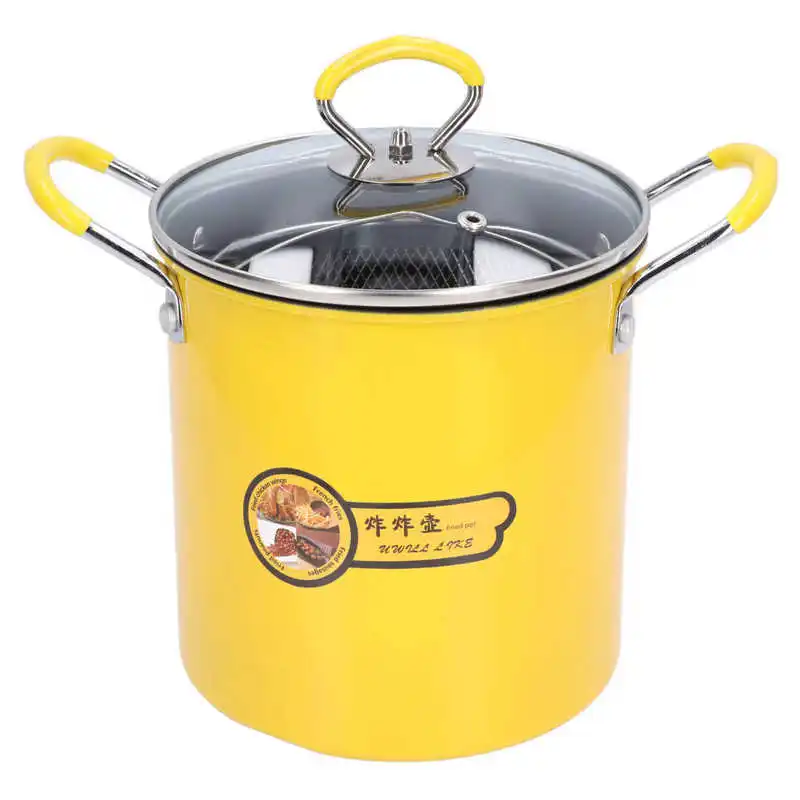 3L Mini Deep Fryer Pot Stainless Steel Japanese Frying Pot with Oil Filter Rack Lid for Home Kitchen Cooking Appliances Cookware