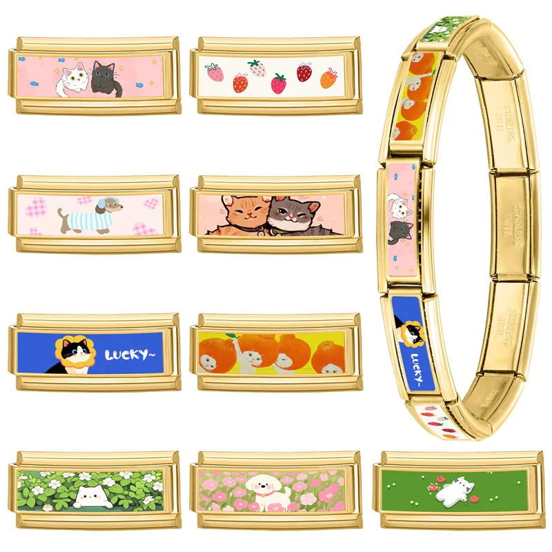 جديد جميل الحيوانات الأليفة القطط والكلاب وصلات سحرية إيطالية تناسب 9 مللي متر سوار الفولاذ المقاوم للصدأ النساء الرجال DIY بها بنفسك صنع المجوهرات