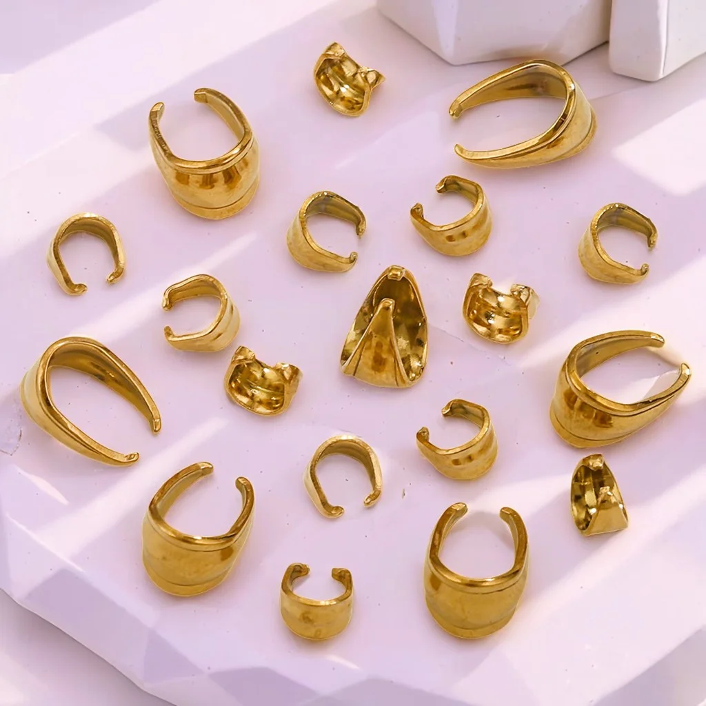 20PCSpvd Stainless Steel Pendant Clamp Melon Seed Buckle for Jewelry DIY Charm Jewelry Production Consumables