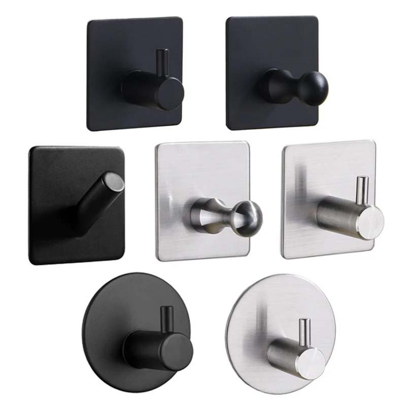 304 Black Robe Hook Wall Hook Towel Hook for Bathroom Stainless Steel Coat Hook Rustproof Hook Hanger for Kitchen Hardware