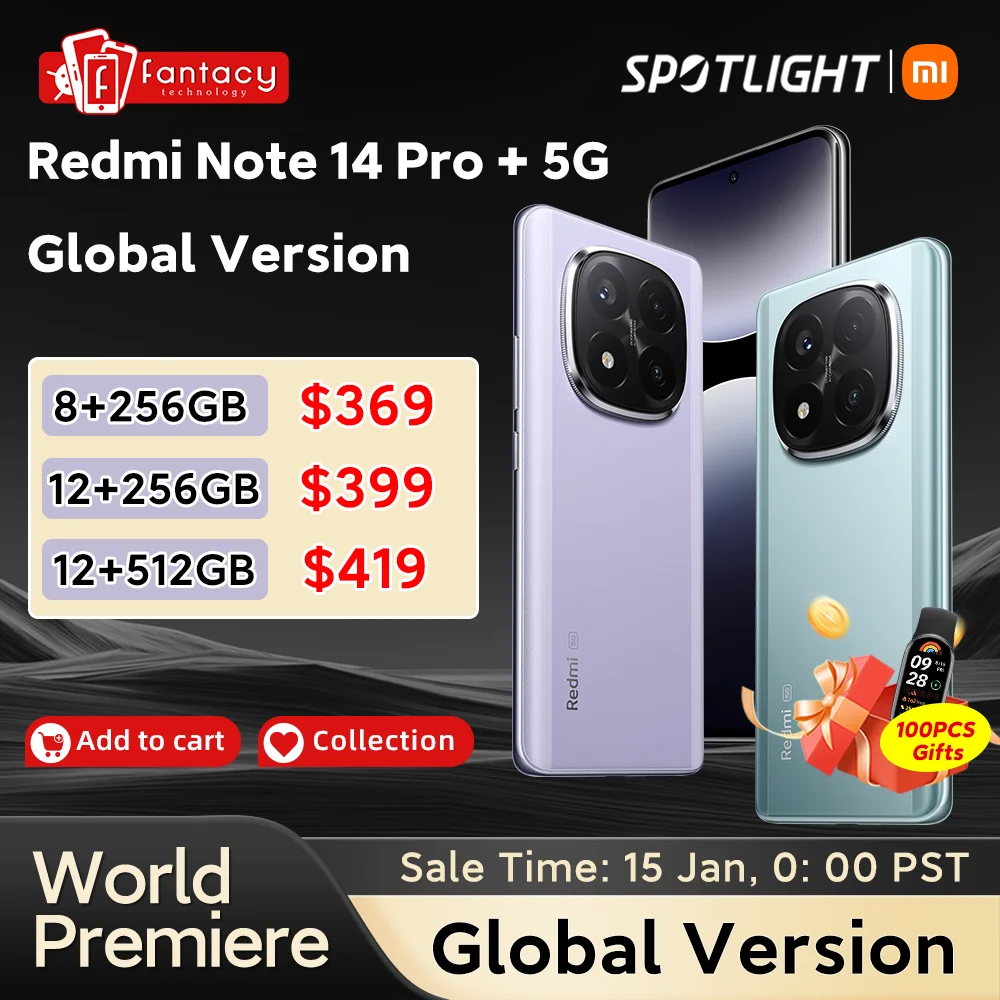 World Premiere Global Version Redmi Note 14 Pro+ 5G Smartphone Snapdragon 7s Gen 3 200MP Rear Camera 120W HyperCharge IP68