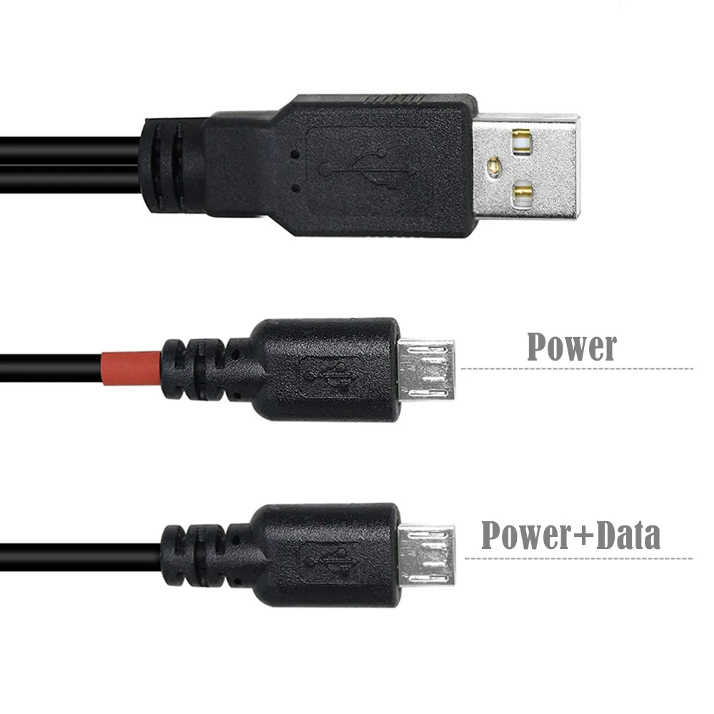 2 w 1 USB 2.0 A męski na 2 Micro 5 pin kabel do ładowania danych samsung Galaxy 25cm