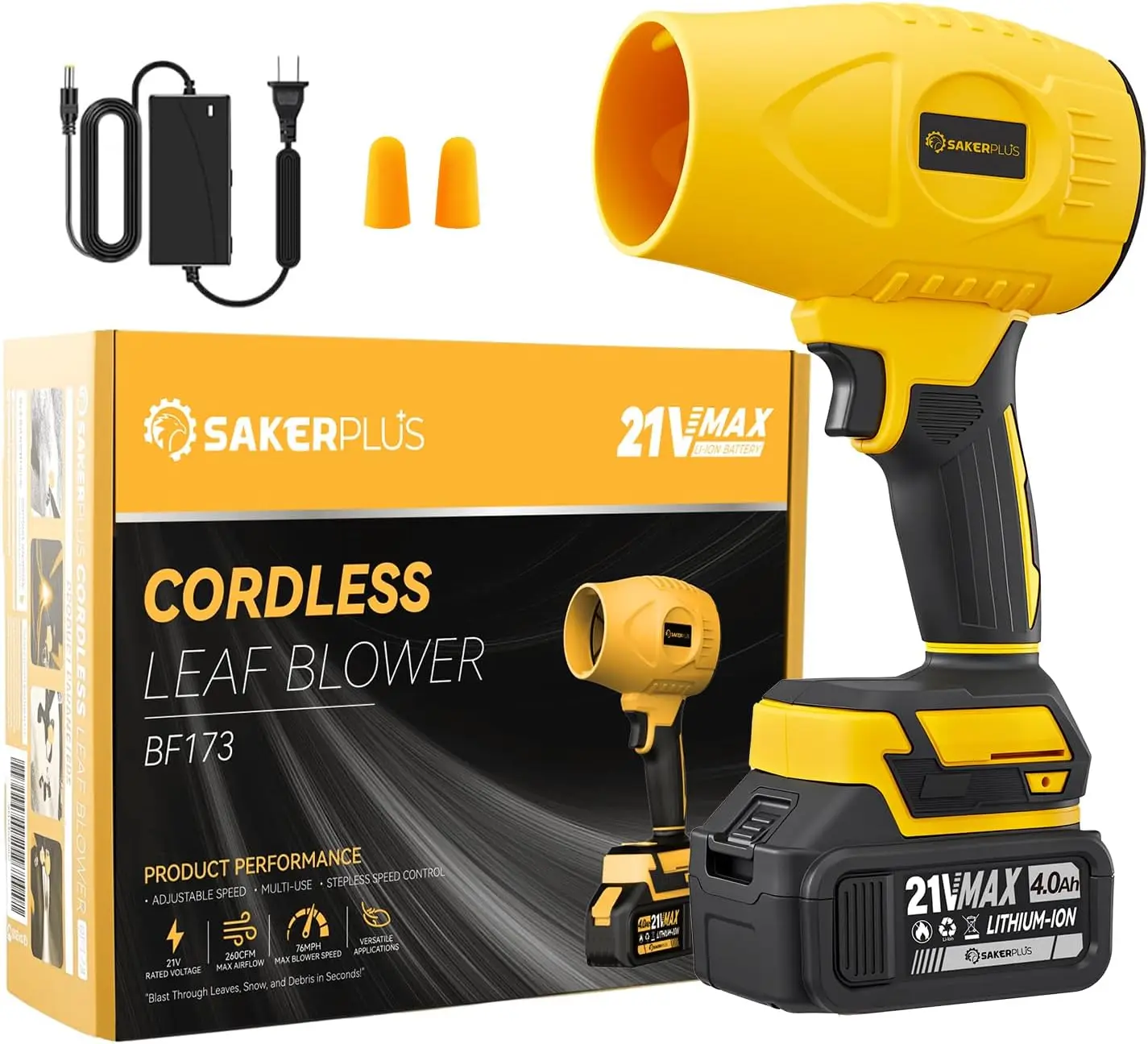 

Cordless Leaf Blower, 180000 RPM Portable Dust Cleaner 4.0Ah Battery with Adjustable Speed for Patio Driveways Lawn Cleaning