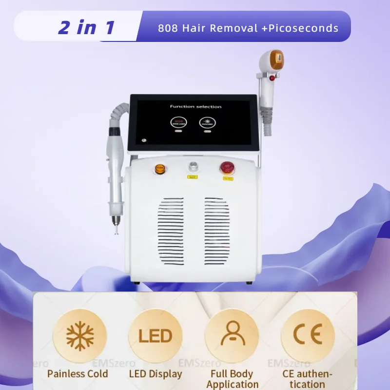 

Diode Laser and Picosecond Laser 2 in 1 808 Diode Laser Hair Removal Tattoo Removal Machine with 4 Wavelength 755nm 808nm 1064