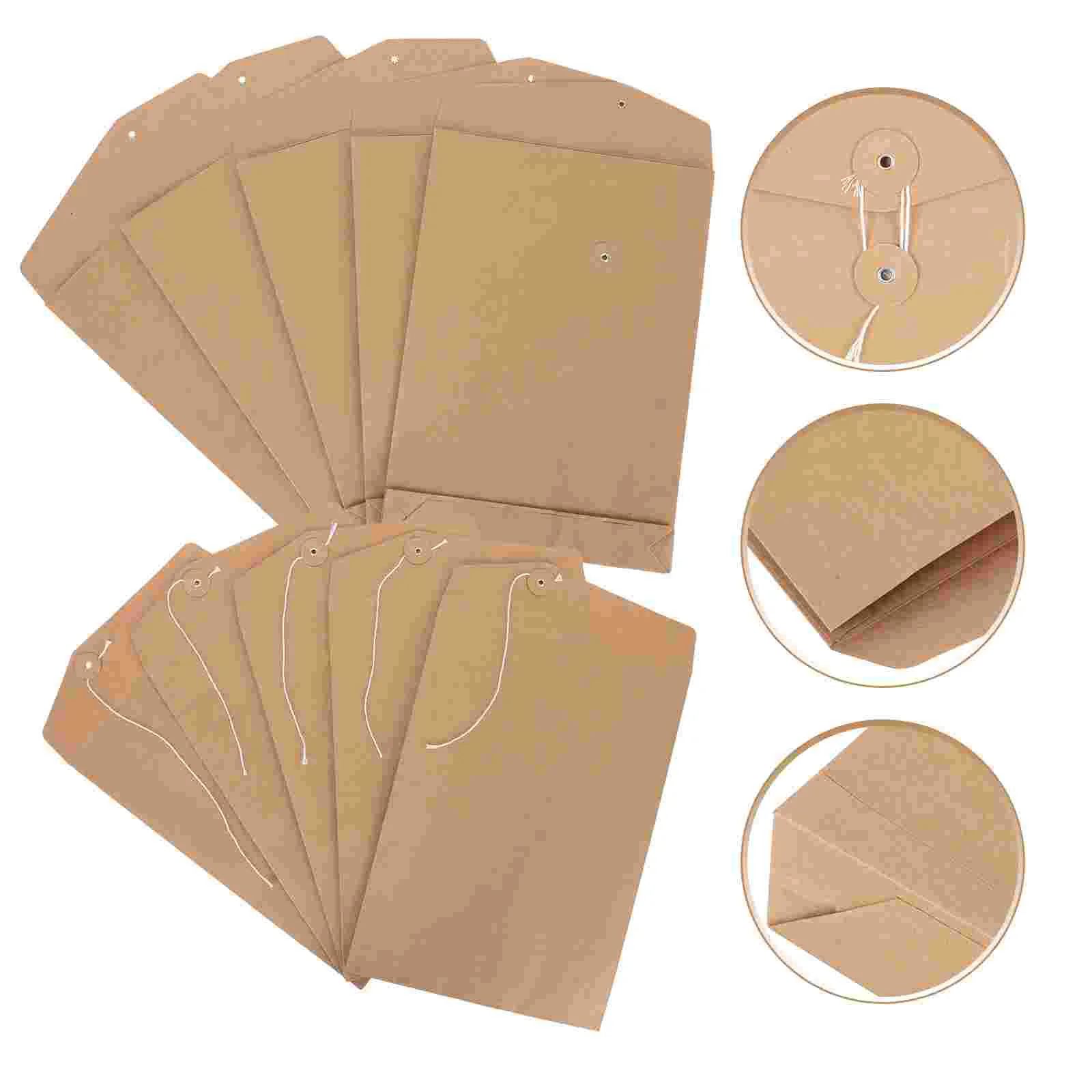 10 Pcs Kraft Paper Portfolio File Organizer Envelope Paperplates Document Holder