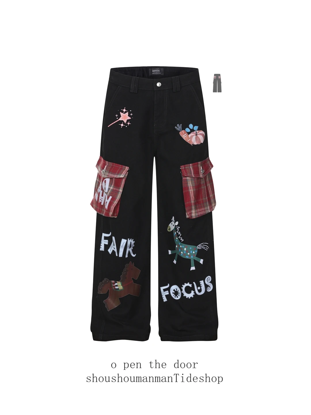 Calças Jeans de Perna Larga com Estampa de Graffiti Retrô e Patchwork, Estilo Casual Solto para Homens e Mulheres