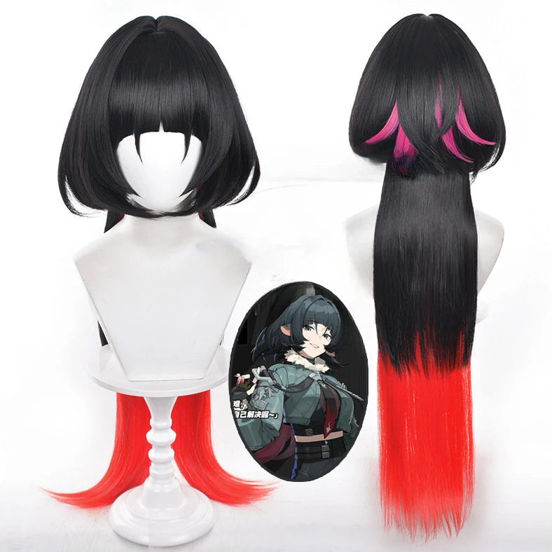 

Game Zenless Zone Zero Jane Doe Cosplay Wig 90cm Long Black Mixed Red Wigs Heat Resistant Synthetic Hair for Halloween Costume