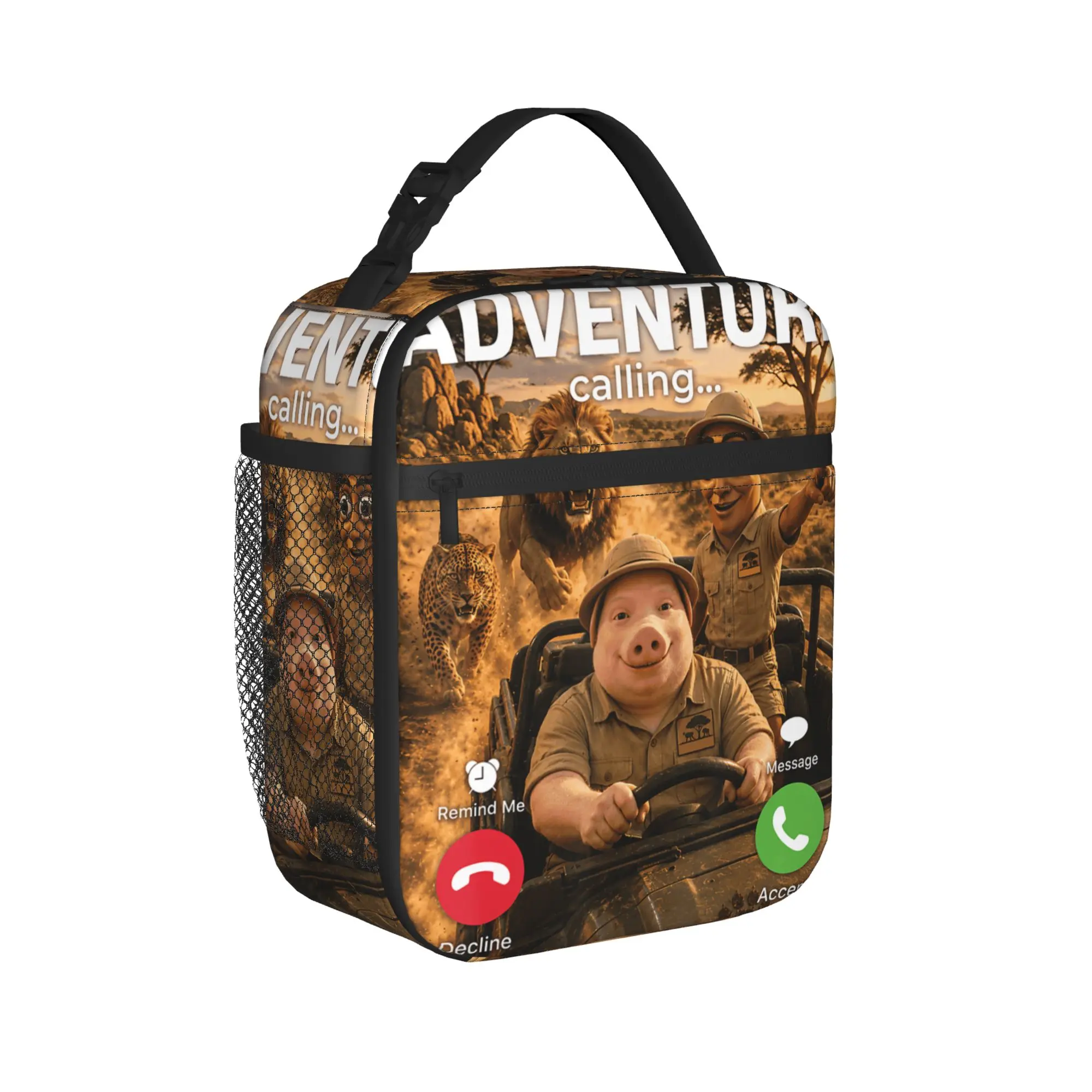 John Pork Tung Sahur Wildlife Adventure African Safari Trip Lunch Bag  Portable Insulated Lunch Box Office Graphic Cooler Bag