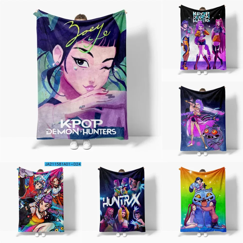 

K-POP Demoned Hunters Blanket Flannel Nap Blanket For Warmth Soft Printed Throw Blanket For KPOP Fans Cozy Home Decor