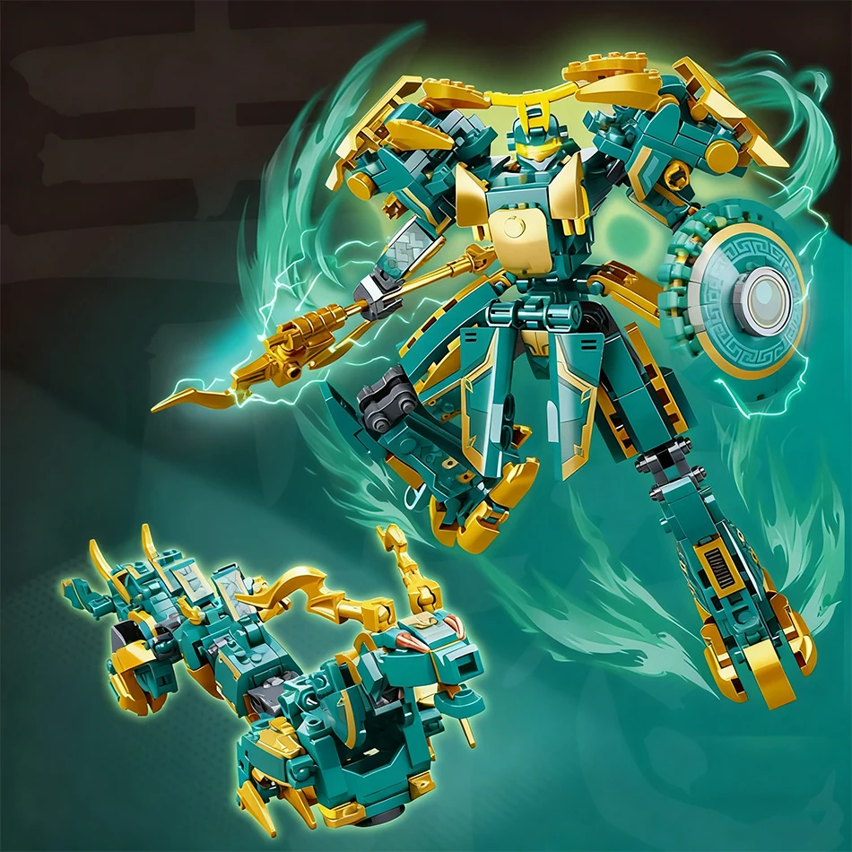 2IN1 Warrior Series Transformation Mecha Robot Building Blocks Creative Super Bettle Mechs Assemble Toy Set For Boys Kids Gifts