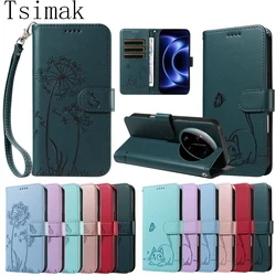 Wallet Flip Phone Case for Xiaomi 17 Ultra 15T Pro 15 17 Pro Max Mi17 17Ultra 5G Cover Magnetic Leather Embossed dandelion Coque