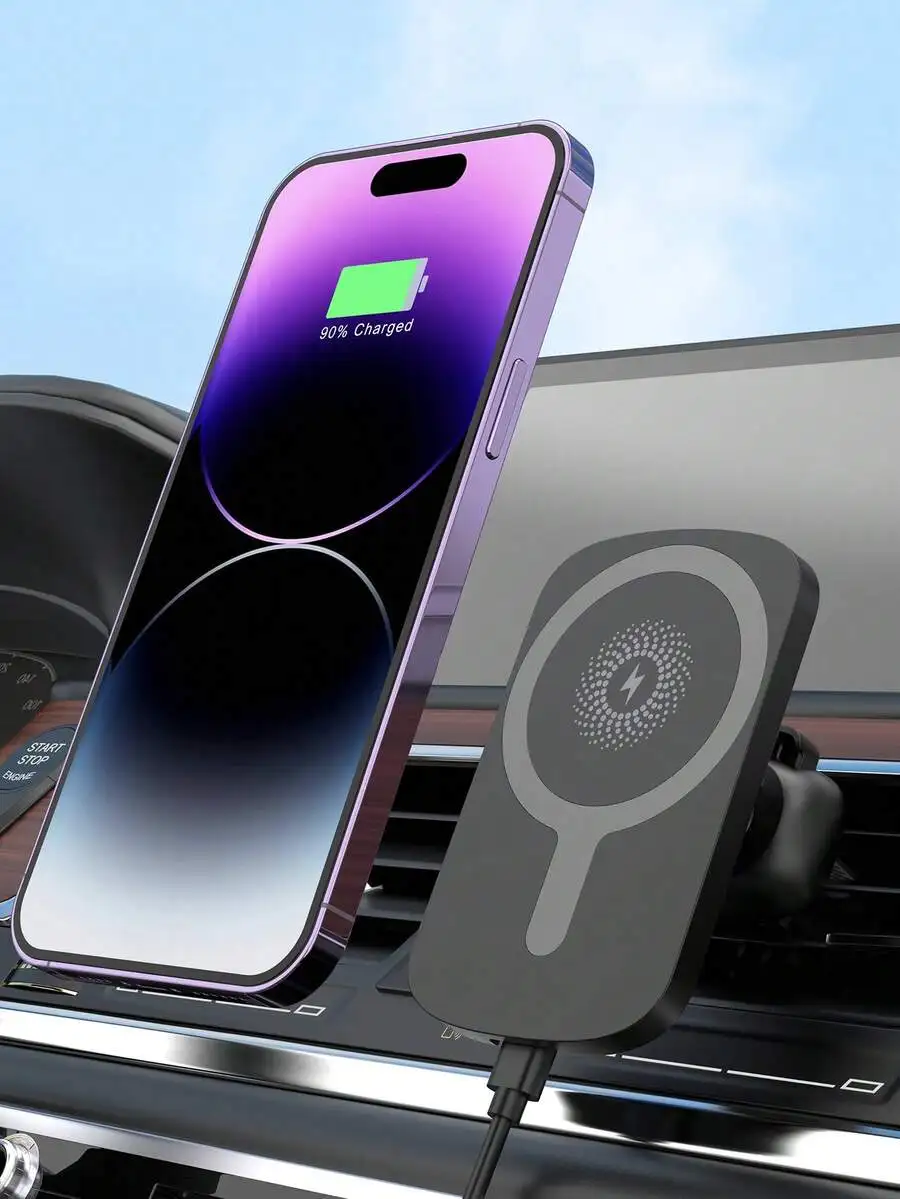 

15W Fast Wireless Charging Car Mount With Magnetic Alignment For iPhone 12 To 17 Series, Secure Dashboard Installation