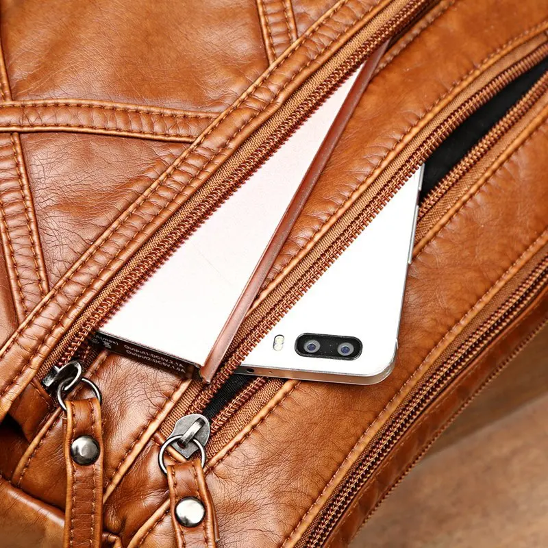 Women Vintage Shoulder Bags Female PU Soft Leather Handbag and Purse Pockets Crossbody Bags