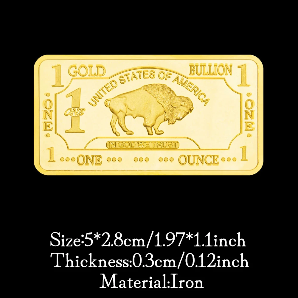 United States of America Buffalo Gold Bar Collectible Golden Plated Souvenir Collection Gift Commemorative Coin