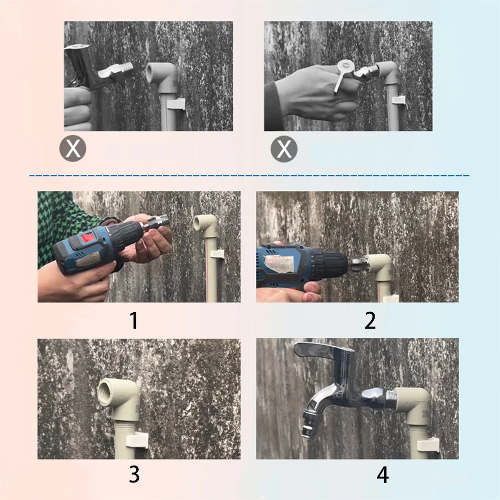 1set PPR Drill Bit Hexagon Shank Water Pipe Connection Tool Electric Drill Adapter For 1/2Inch 3/4 Water Pipe