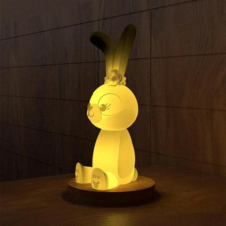 ไฟ LED สัตว์กระต่ายน้อยสามารถแกะสลักโคมไฟตั้งโต๊ะ Action Figure เครื่องประดับตกแต่งบ้านของเล่นการ์ตูนของขวัญ
