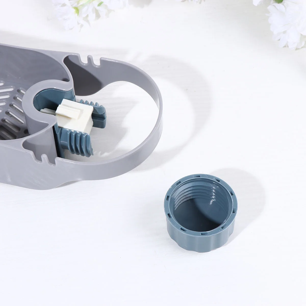 

2Pcs Faucet Drain Rack Rustproof Soap Basket for Kitchen Bathroom Easy Install No Drilling Grey Faucet Drain Rack