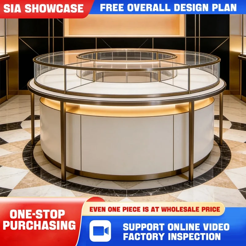 custom.Modern High End Jewelry Store Display Showcase Retail Store Customized Experience Table Middle Island Baking P