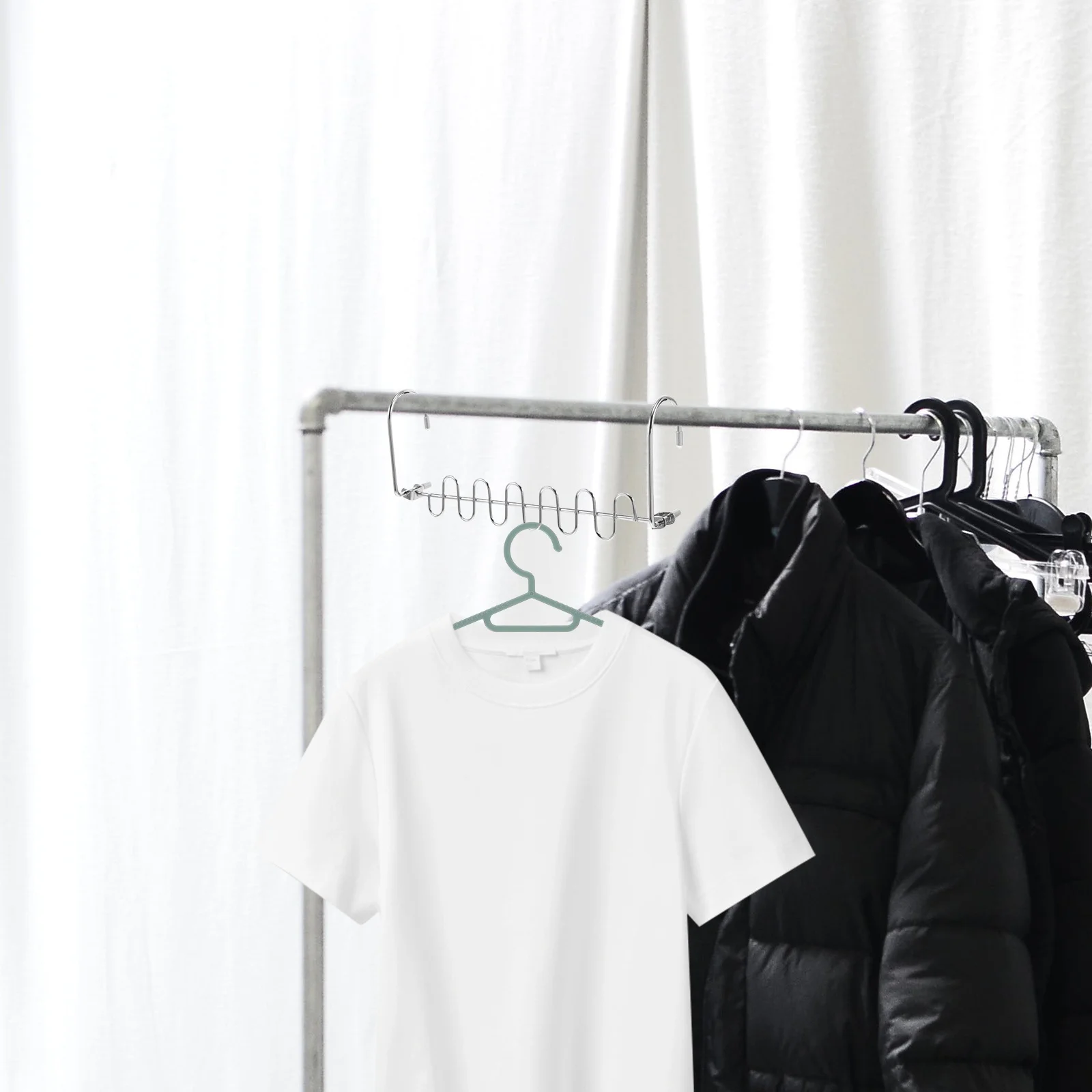 

4Pcs Multifunctional Metal Hanger Organizer Compact Folding Clothes Hanger for Wardrobe Closet Organization Shirts Jackets Jeans