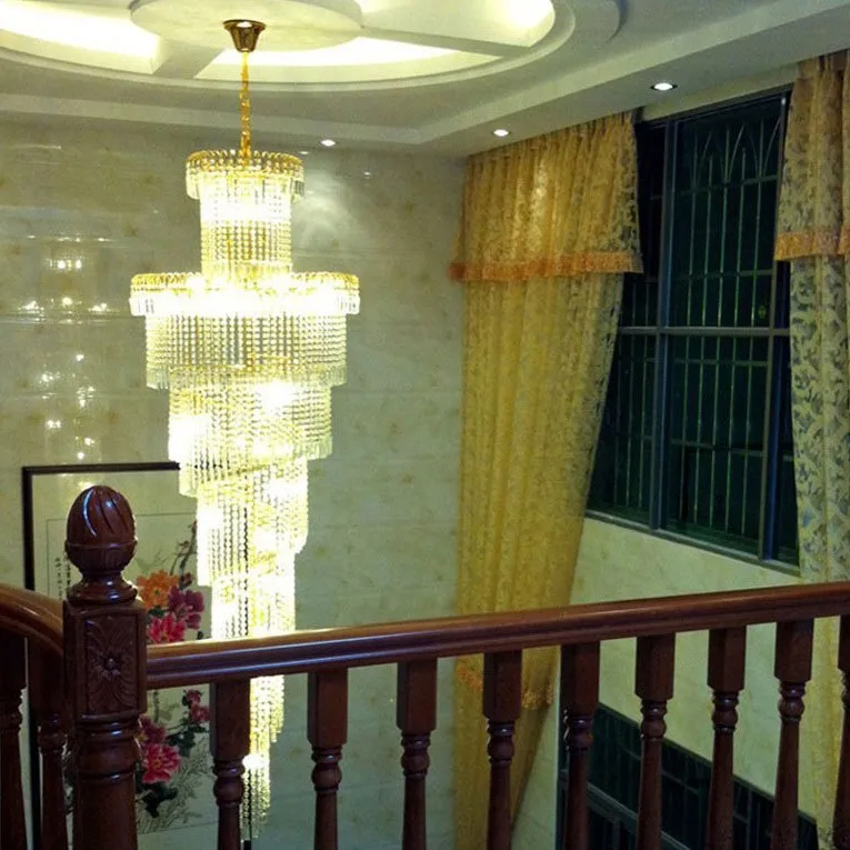 

Современная длинная люстра, дуплекс виллы, лестничная хрустальная лампа