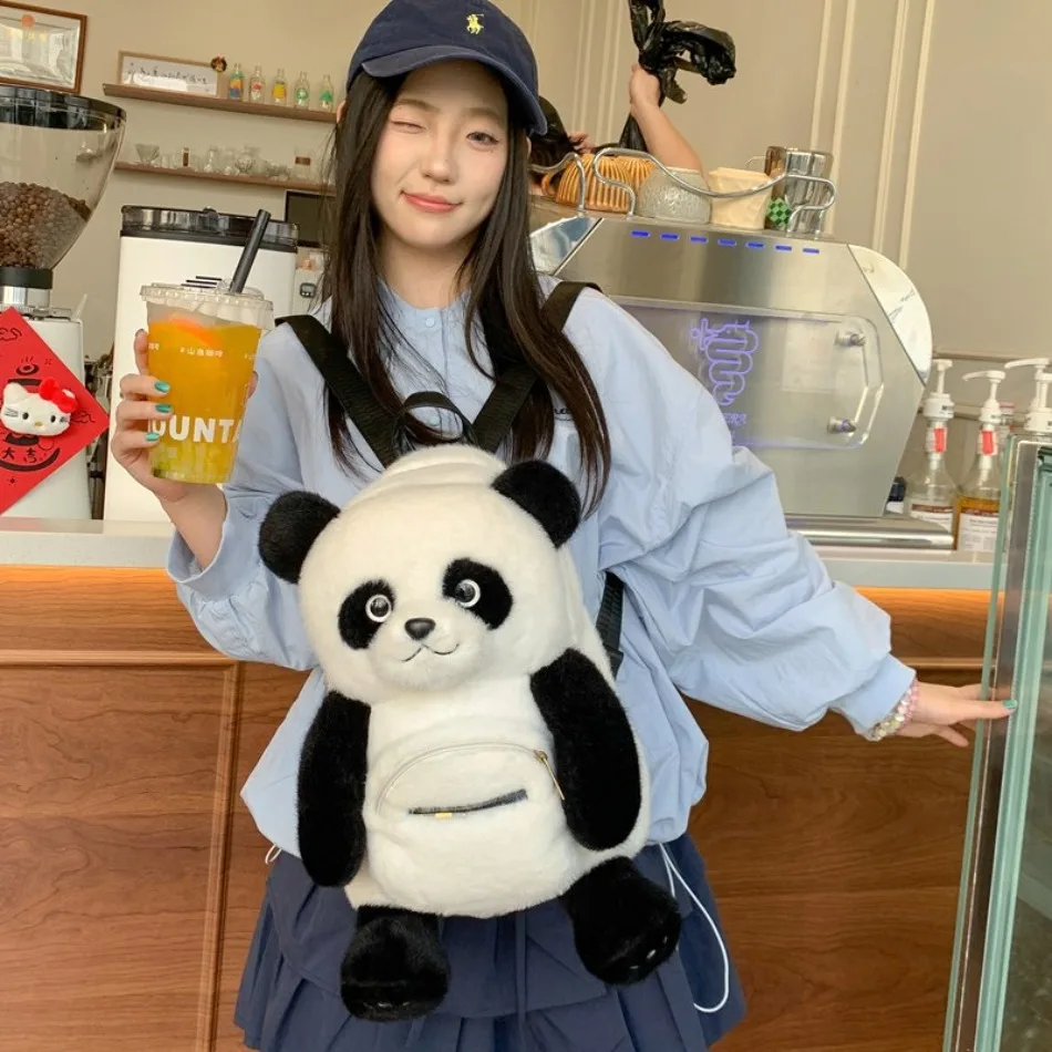 Mochila de Panda para niñas pequeñas, mochila de viaje para muñecas reutilizables, mochila de felpa de mapache, muñeco conmemorativo de Base de Panda Chengdu