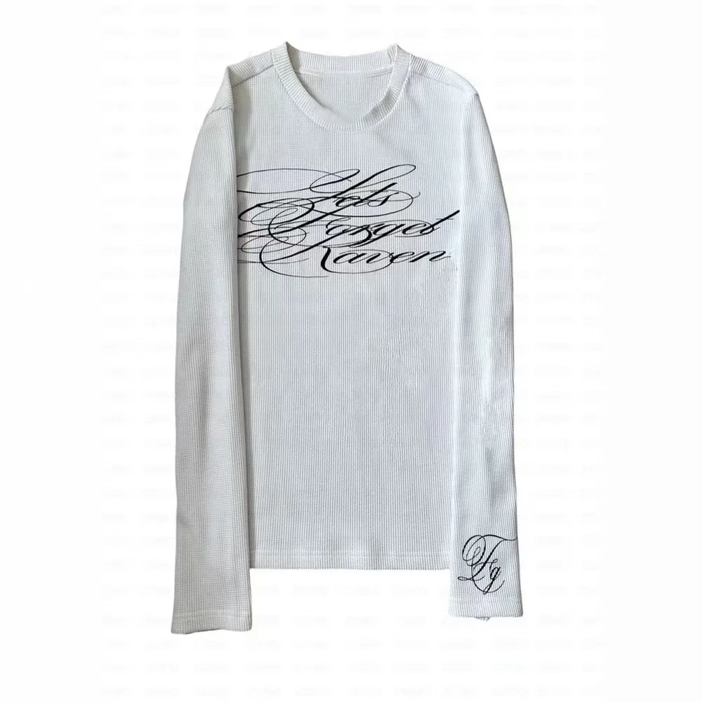 

Готическая Ретро буквенный принт Y2k, американская винтажная футболка в стиле хип-хоп для мужчин и женщин с длинными рукавами, модная новая тенденция, повседневная уличная одежда