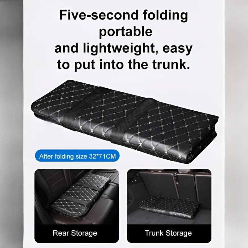 Foldable Car Backseat Bed No Inflation Needed Instant Setup Thick PU Leather Waterproof Non Slip Sleeping Mat for Travel Camping view 4