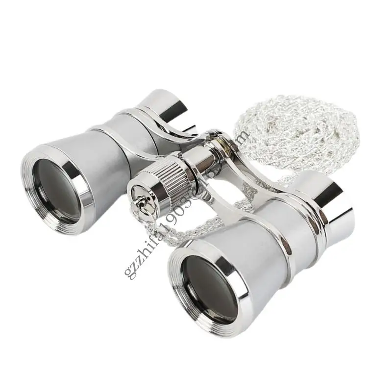 

Portable Small Binocular Operas Theater Glasses Metal Operas Glasses with Chain Women Girls Enduring .A5KC