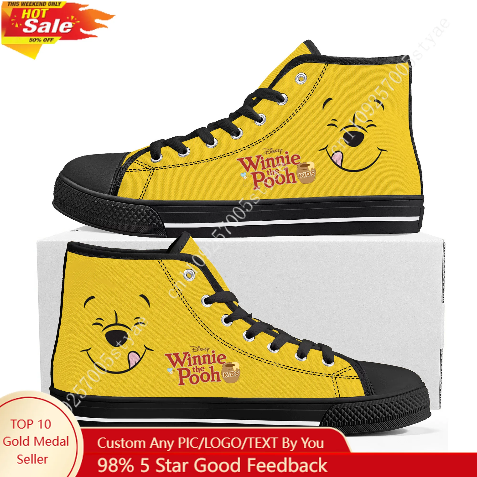 

Disney Winnie the Pooh High Top High Quality Sneakers Mens Womens Canvas Sneaker Ghana Hiking Fashion Casual Shoes Custom Shoes