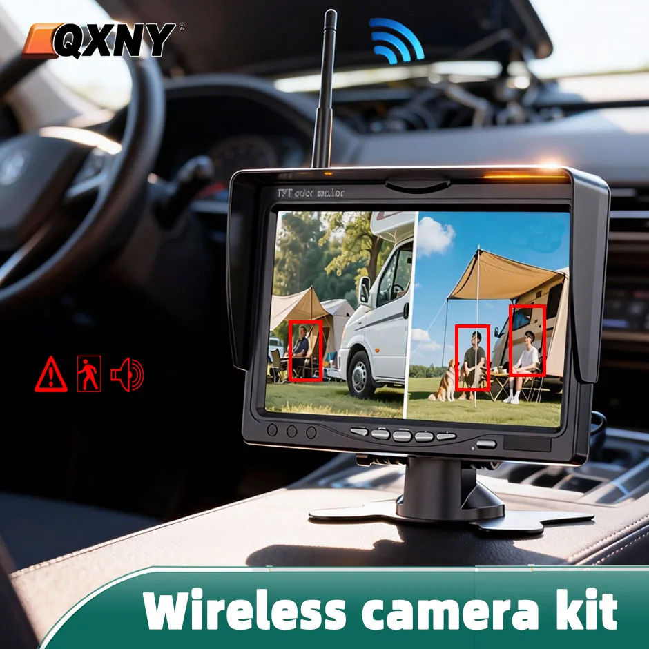 Wireless 7'' BSD Car Monitor Screen Rear View Backup Camera for Truck Bus RV Lorry Trailer Excavator Rearview Image 12V-24V