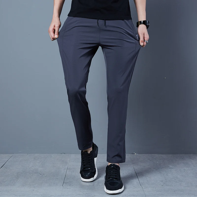 CHRLCK Men's Running Pants Quick-Dry Thin Casual Trousers Sport Pants with Zipper Pockets Sportswear Running Jogging Sportpants